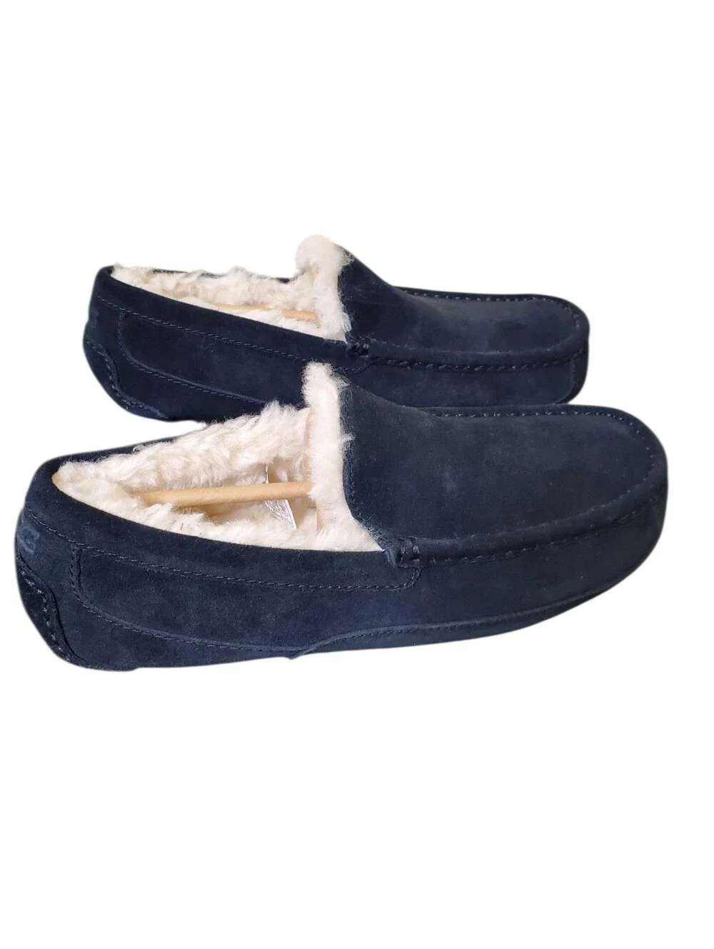 UGG Ascot Black Full Grain Suede Upcycled Wool Lining Slippers New Men's 9